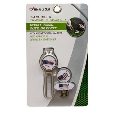 Jef World Of Golf USA Divot Tool & Cap Clip