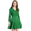INSPIRE CHIC Women's V-neck Long Sleeve Tie Waist Ruffle Hem Mini Dress - 2 of 4