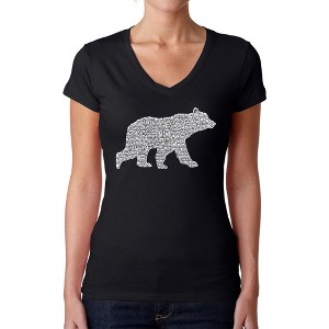 LA Pop Art Women's Word Art V-Neck T-Shirt - Mama Bear - 1 of 4