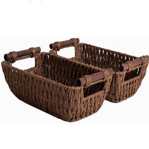 BRINJOY Boho Decor & Storage Woven Baskets (2pcs, White) - All-Room Fit " - 1 of 4