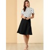 INSPIRE CHIC Women's Polka Dots Stand Collar Pleat Keyhole Back Short Flare Sleeve Tops - 2 of 4
