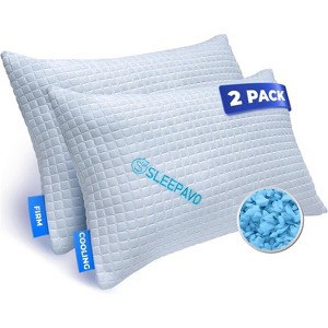 Sleepavo Adjustable Shredded Memory Foam Pillows Queen Size Set of 2 - Extra Soft Cooling Bed Pillows for Sleeping - Comfy Cool - 2 Pack Pillow - 1 of 4