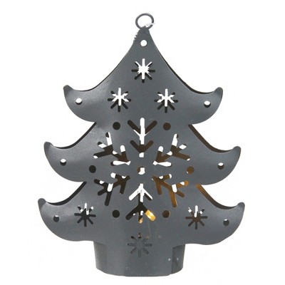 Northlight 4.5" Pre-Lit Gray Petite Tree Cut Out Christmas Ornament