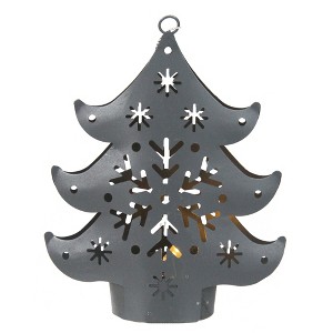 Northlight 4.5" Pre-Lit Gray Petite Tree Cut Out Christmas Ornament - 1 of 3