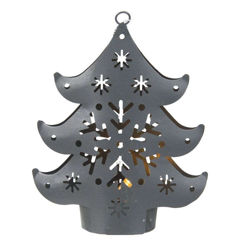 Northlight 4.5" Pre-Lit Gray Petite Tree Cut Out Christmas Ornament, 1 of 4