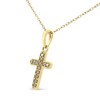 10K Yellow Gold Flashed Silver 1/4 Cttw Champagne Diamond Cross Pendant Necklace - 2 of 4