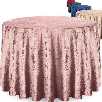 RCZ Décor Elegant Round Table Cloth - Made With Fine Crushed-Velvet Material, Beautiful Blush Tablecloth With Durable Seams