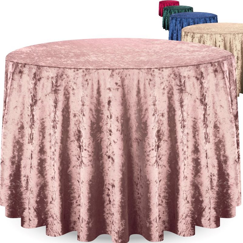 RCZ Décor Elegant Round Table Cloth - Made With Fine Crushed-Velvet Material, Beautiful Blush Tablecloth With Durable Seams, 1 of 5
