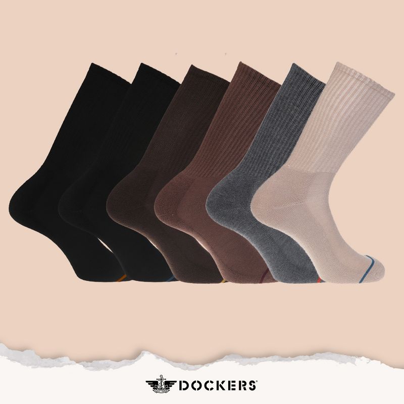 Dockers Men's Socks & Hosiery - 6-Pack Cushioned Athletic & Dress Crew Socks for Men, 4 of 9