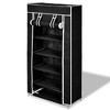 vidaXL 5 Tier Shoe Rack Tower Portable Storage Organizer with Shelf - Black - 2 of 4
