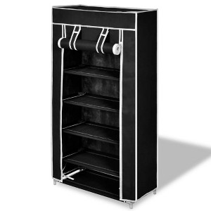 vidaXL 5 Tier Shoe Rack Tower Portable Storage Organizer with Shelf - 1 of 4