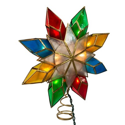 Multicolor Capiz Shell and Brass Stellular Christmas Tree Topper