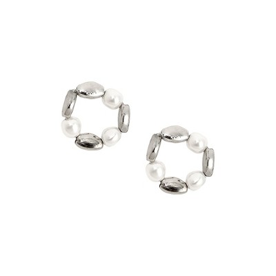 SOHI Women's Metallic Silver The Loop Stud Earrings