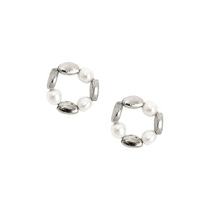 SOHI Women's Metallic Silver The Loop Stud Earrings - 1 of 4