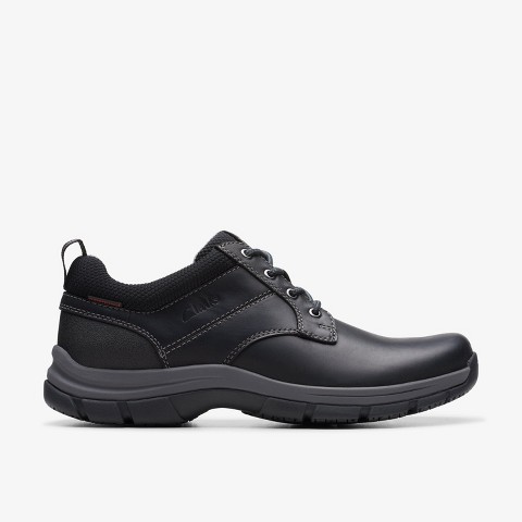 Clarks Mens Walpath Low Black Leather Shoes 10.5 Medium