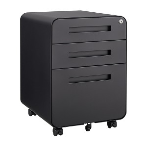 3 Drawer Mobile File Cabinet with Lock, Metal Under Desk Rolling Filing Cabinets, Fully Assembled 5-Wheel Office Cabinet for Home Office Letter - 1 of 4