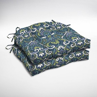 2pk Aurora Damask Wicker Chair Cushions Sapphire - Arden Selections