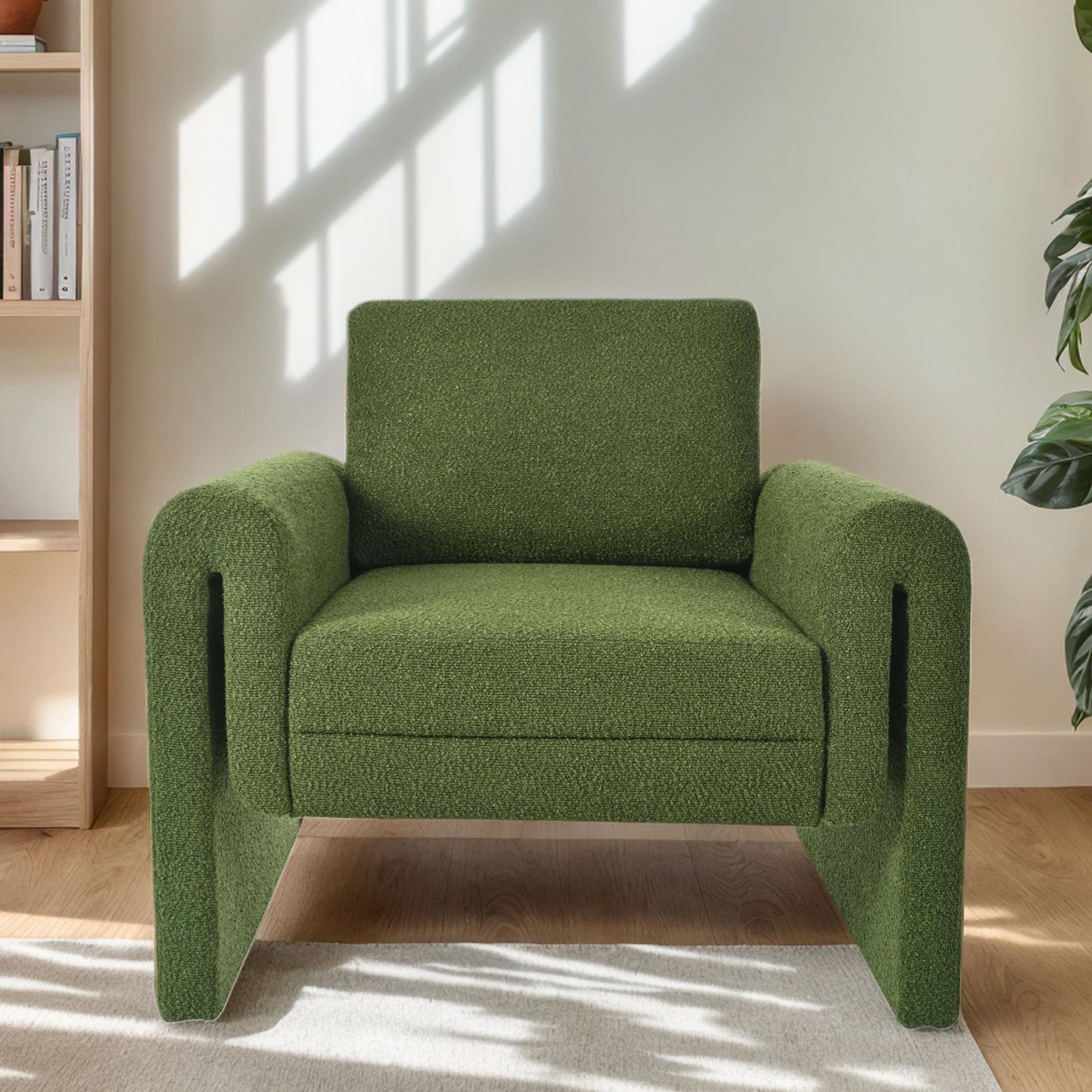 Christopher Knight Home Willis Modern Boucle Upholstered Accent Chair with Round Arm, Green