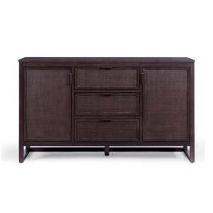 Teamson Home Hatteras Sideboard Cabinet 3 Rattan Inlay Drawers & 2 Doors Adjustable Shelf - 1 of 4