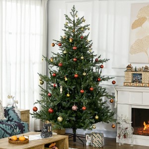 6/7.5 ft Artificial Christmas Tree Holiday D¨¦cor with 795/1288 Branches, Auto Open, Steel Base, Wide Shape, Easy-to-Shape Branches - 1 of 4