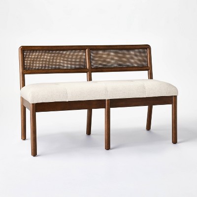 Modern Leather Woven Bench Black - Olivia & May : Target