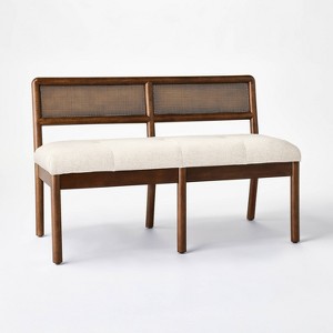 Woodspring Caned Back Bench Dark Walnut/Cream - Threshold™ designed with Studio McGee - 1 of 4