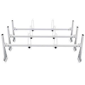 VEVOR Trailer Ladder Rack, 59" Adjustable Roof Rack, 3 Crossbars Van Roof Ladder Rack with Straps, 800 lbs Capacity Steel, White - 1 of 4