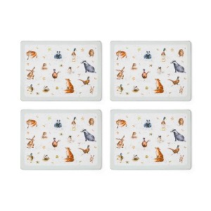 Pimpernel Wrendale Designs Large Placemats, Set of 4 - Durable Cork-Backed Board Table Mats, British Countryside Animal Illustrations - 15.8" x 11.7" - 1 of 4