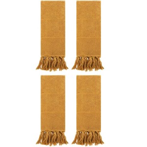REGALWOVEN Solid Cotton Bathroom Hand Towel with Tassel 4 Pack - 1 of 4