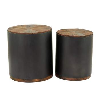 Set of 2 Rustic Metal Accent Tables Black - Olivia & May