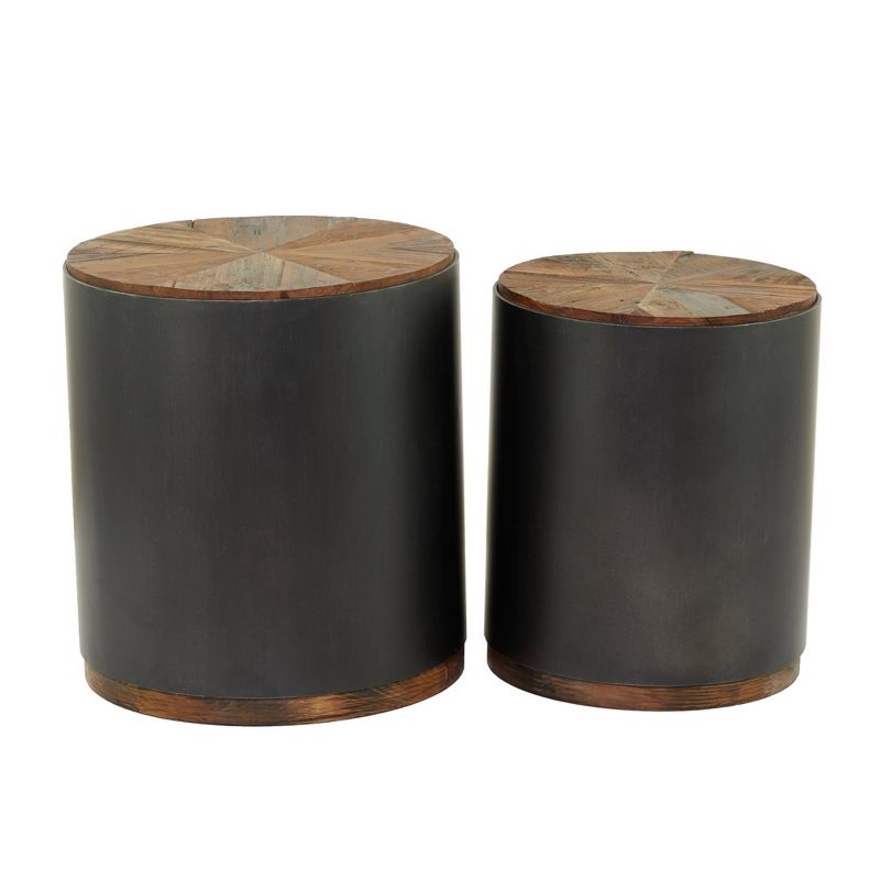 Set of 2 Rustic Metal Accent Tables Black - Olivia &#38; May, 1 of 8