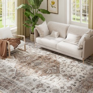 HOMCOM Area Rug, Vintage Machine Washable Rug, Non-Slip Floor Carpet for Living Room, Bedroom, Dining Room, Home Office - 1 of 4