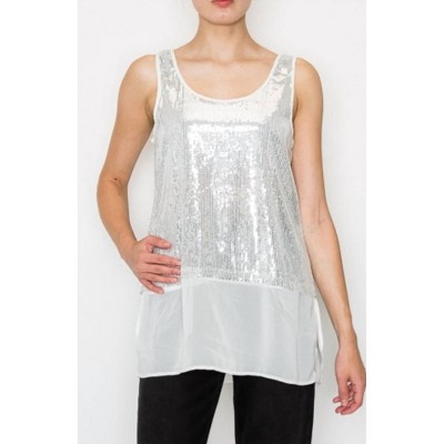 Women's Sequin & Chiffon Tank - Origami