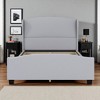 Queen Size Upholstered Platform Bed with 51" Wingback Headboard, Linen Fabric, Wood Slats, No Box Spring Needed - 3 of 4