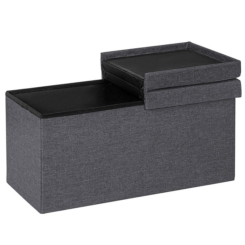 Costway 30'' Folding Storage Ottoman W/Lift Top Bed End Bench 80L Capacity Light Grey\Dark Grey, 2 of 11