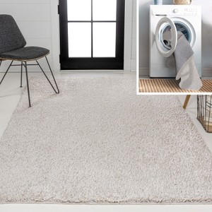 Clayton Coastal Solid Glam Shag Machine-Washable Rug - JONATHAN Y - 1 of 4