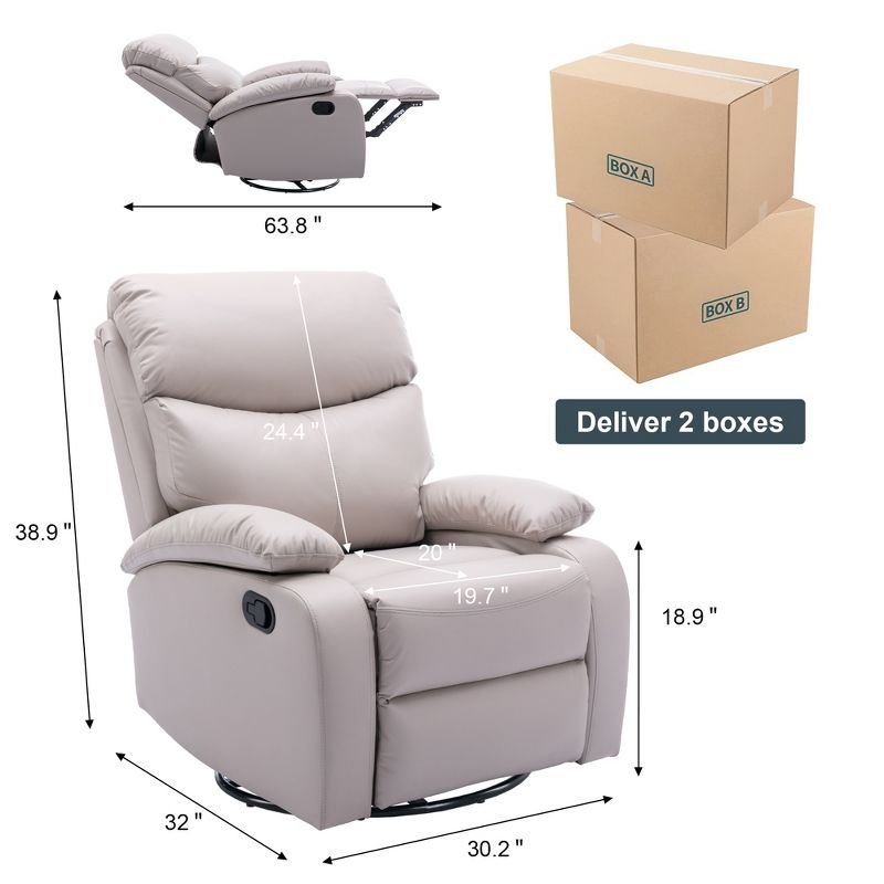 Hzlagm Everglade 30.2 in. W Technical Leather Upholstered 3 Position Manual Standard Recliner, 5 of 9