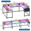 U Shaped Home Office Desk, Reversible L Shaped Gaming Computer Desk With Power Outlets,126 Inch Computer Desk With Monitor Stand （Rustic Brown） - 3 of 4