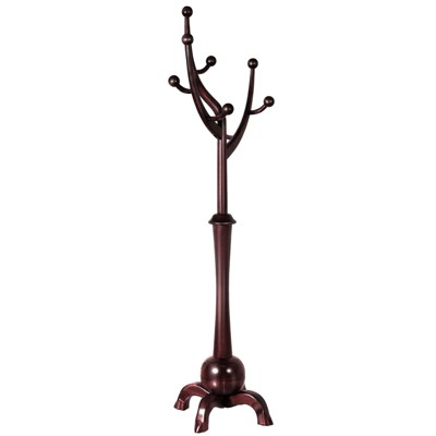 Bekrvio Coat Rack Freestanding Wood Tree Rack with 8 Hooks, Black- Red
