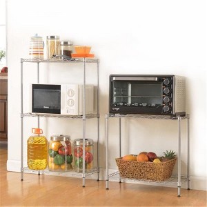 Metal Storage Shelf Standing Rack Organization for Kitchen Microwave Oven Rack Silver - 1 of 4