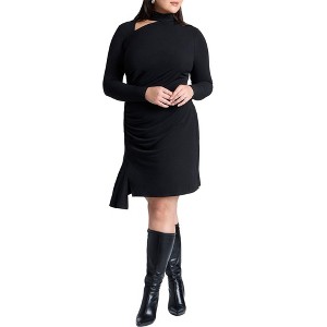 ELOQUII Women's Plus Size Scarf Neck Jersey Mini Dress - 1 of 4