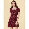 Allegra K Women's Star Floral Multi Pattern Casual Square Neck Short Sleeve Mini A-Line Dress - 2 of 4