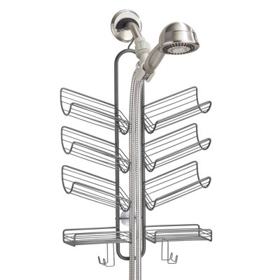 iDesign Shower Caddy - Bottle Organizer with Slanted Shelves - Gray
