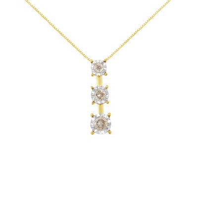 Haus of Brilliance 10K Yellow Gold 1/4 cttw Diamond Graduating 3 Stone Drop Pendant Necklace