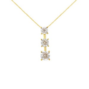Haus of Brilliance 10K Yellow Gold 1/4 cttw Diamond Graduating 3 Stone Drop Pendant Necklace - 1 of 4
