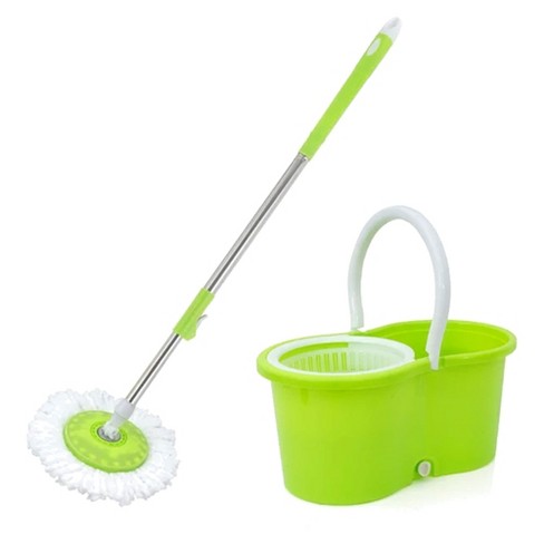 Mop and Bucket with Wringer Set + 4 Microfiber Mop Heads shops & Towels