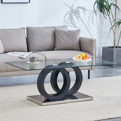 47.2*25.6*17.8In Contemporary Style Glass-Top MDF Coffee Table - Suitable for Living Rooms and Lounge Areas