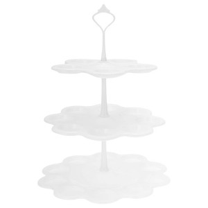 Unique Bargains 3-Layer Dessert Cupcake Stand Flower-shaped with Tiered Serving Tray for Pastries Donuts and Fruits White - 1 of 4