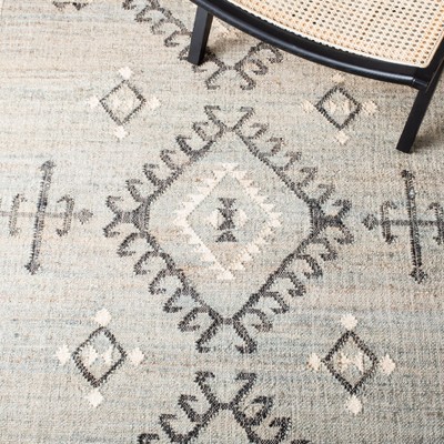 Handwoven Blue and Black Wool Kilim Runner Rug