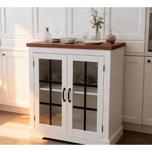 Buffet Cabinet with Storage, Sideboard Buffet with Glass Doors, Built-in Power Outlet, for Kitchen, Coffee Bar, Pantry, Living Room - 1 of 4